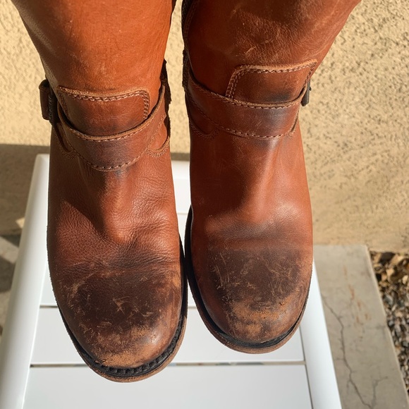 Liberty Black brown distressed all leather tall boots size 6 - Picture 9 of 16